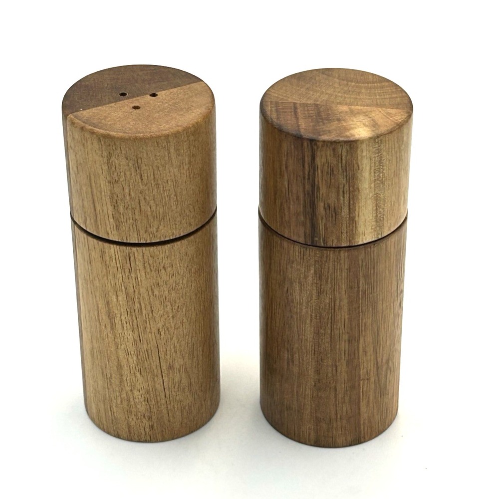 Wood Salt & Pepper Shaker Grinder Set 5" H Neutral Minimalist Natural Classic